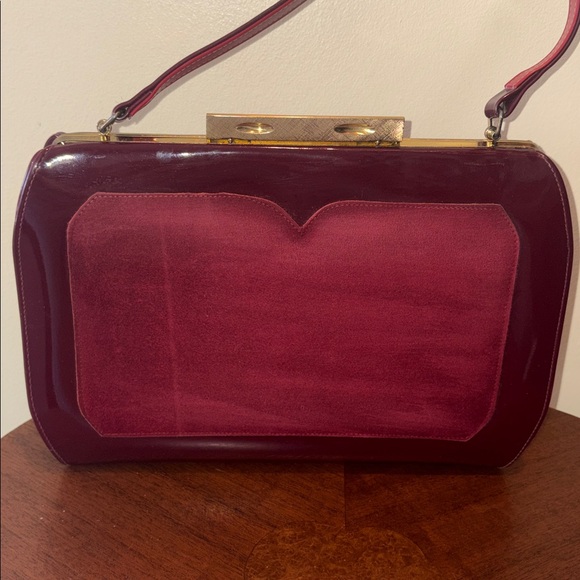 Town & Country Handbags - Town & Country Vintage 50’s Satchel Shoulder bag burgundy red wine Suede Patent